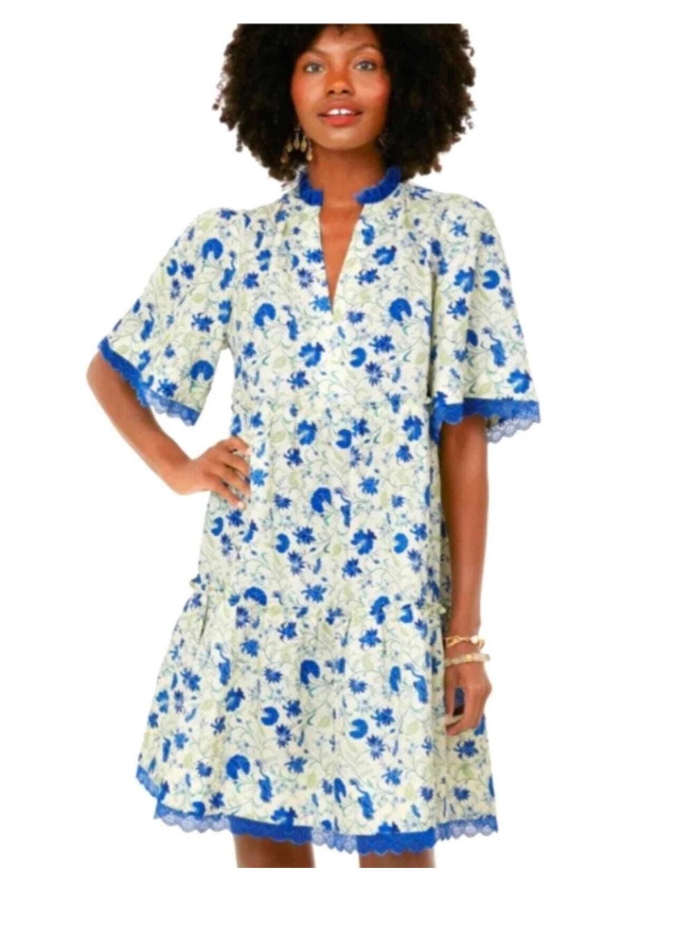 Tuckernuck Bluebird Melody Crawford Linen Blend Dress Blue Floral Size XXXL